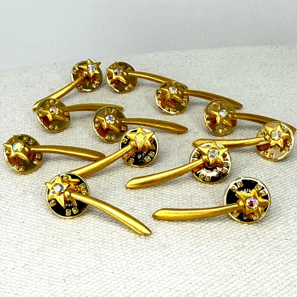 Set of 12 Shooting Star Crystal Lapel Pins Tie‎ Tacks Treasures & Trinkets